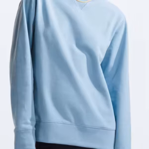 Blue Round Neck Fashion Wholesale Custom Crew Neck Sweat Shirts Soft Custom Logo Pullover Sweatshirt