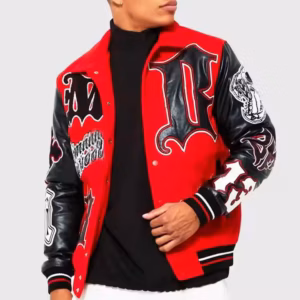 Custom Clothes Hip Hop Patch Applique Embroidery Leather Chenille Bomber Jacket for Men