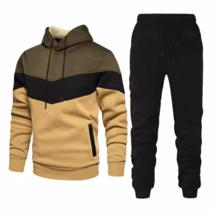 Custom logo Plus Size Men Thick Sweatsuit Two Piece Streetwear Long-sleeved Trouser Suit Drawstring Cotton Sweatsuit
