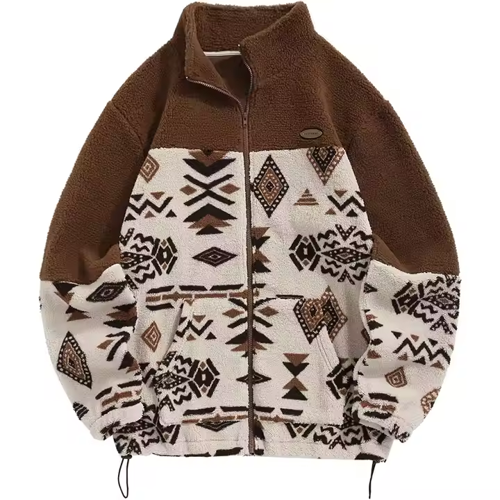 High Quality Custom Sherpa Polar Fleece Zip up Fly Fluffy Jacket Men Outdoor Fleece Jacket Warm Stylish Design