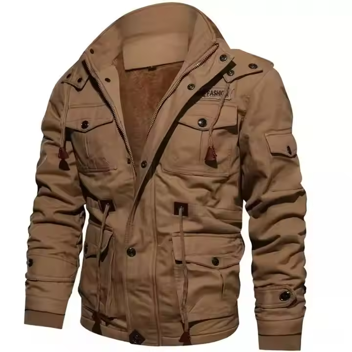 High Quality Men Casual Fleece Lined Bomber Jacket Custom Design Winter Coat Multi- Pocket Jacket High Quality Men Casual Fleece Lined Bomber Jacket Custom Design Winter Coat Multi- Pocket Jacket