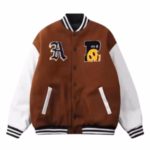 Lightweight College Baseball Jacket for Men Varsity Bomber Letterman Soft Wool Sleeves Street Style Comfortable