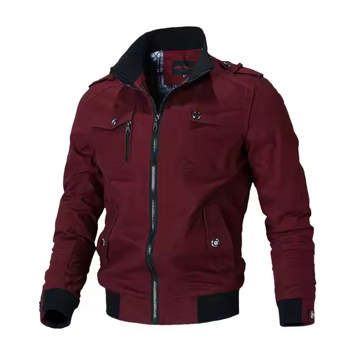 Men's Breathable Casual Bomber Jacket Winter Cotton Windbreaker with Stand Collar Zipper Closure Slim Fit OEM Service XS Size