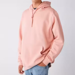 Men's Pink Anti-Wrinkle Hooded Sportswear XS Size Rib Cuff Design with Large Pocket Drawstring Acid Washed Hoodies in Maroon