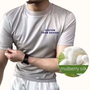 New Luxury Soft Feel Tees Shiny T shirt Silkworm Silk Luxury T Shirt Round Neck Short Sleeve Men's Mercerized Cotton T-shirt