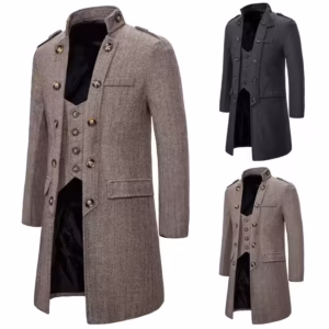 New Winter Trench Windbreaker Stand Collar Designer Mid-Length Coat Fashion Casual Slim Long Men's Trench Coat