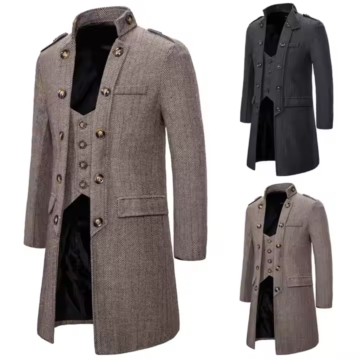 New Winter Trench Windbreaker Stand Collar Designer Mid-Length Coat Fashion Casual Slim Long Men's Trench Coat New Winter Trench Windbreaker Stand Collar Designer Mid-Length Coat Fashion Casual Slim Long Men's Trench Coat