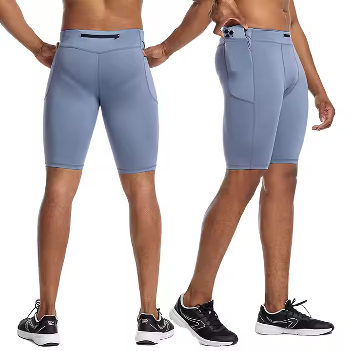 Quick Dry Men Compression Fitness Cycling Shorts Tight Elastic Running Training Pants Sports Gym Shorts With Pocket