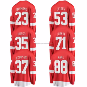 Red Wings Ice Hockey Jersey Embroidered Shirts Stitched Uniform Sports Wear #71 Larkin #53 Seider #88 Kane #23 #19