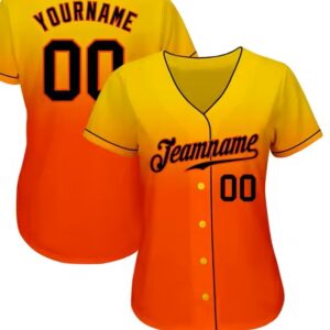 Wholesale Custom Blank Yellow Baseball Jersey Shirt Design v Neck Reversible Softball Jersey
