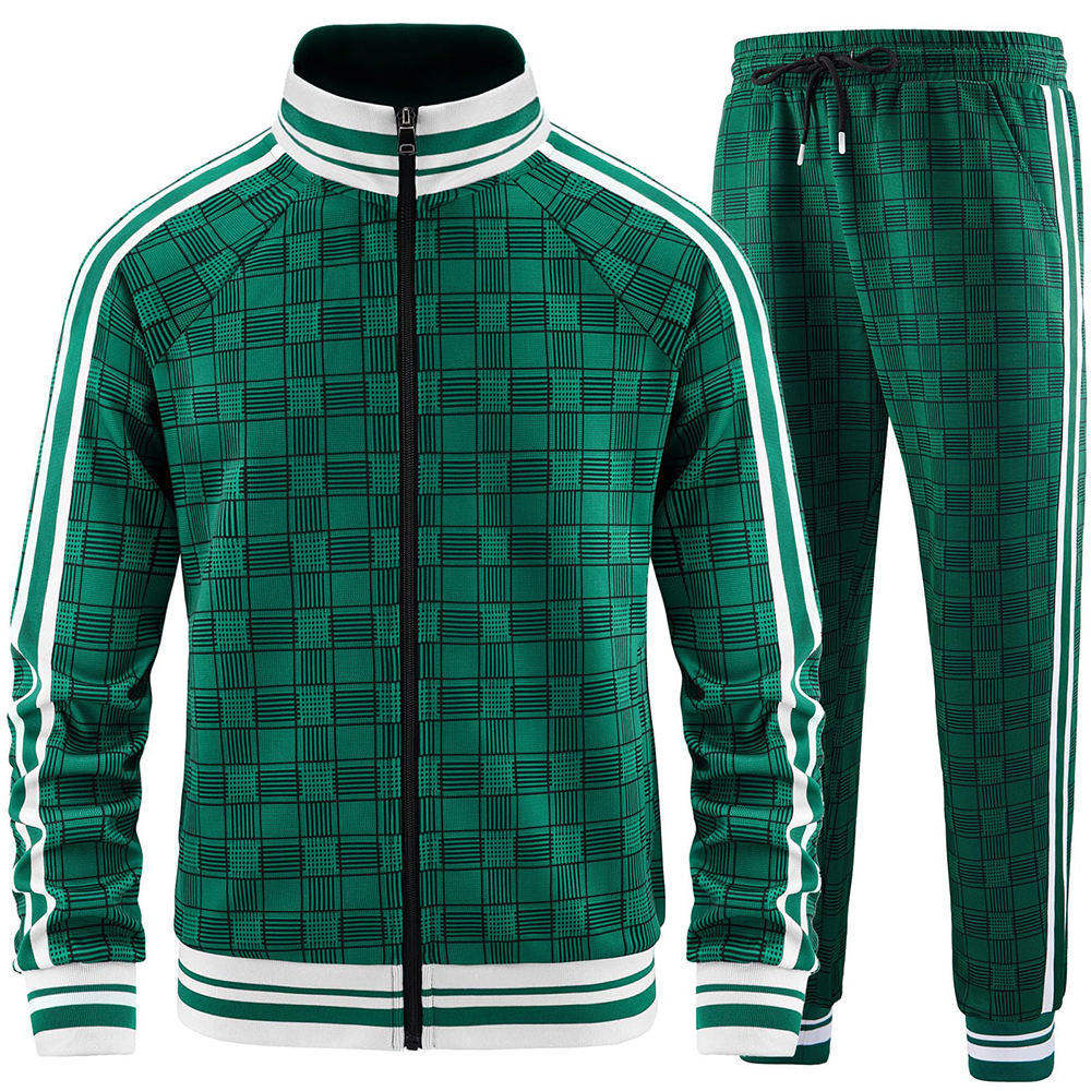 Custom Men’s 2-Piece Tracksuit – Full-Zip Plaid Jacket and Sweatpants Set for Gym, Running & Training Made in Pakistan Custom Men’s 2-Piece Tracksuit – Full-Zip Plaid Jacket and Sweatpants Set for Gym, Running & Training Made in Pakistan